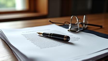 Close up of a legal desk with high quality stationery